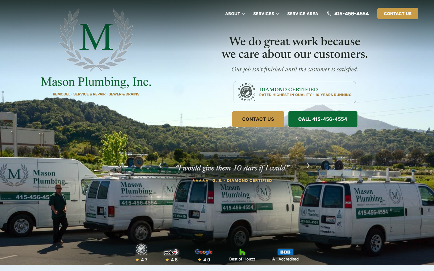 Mason Plumbing 2026 homepage preview