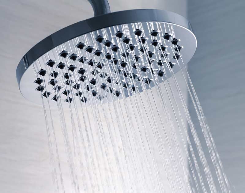 Chrome showerhead with running water
